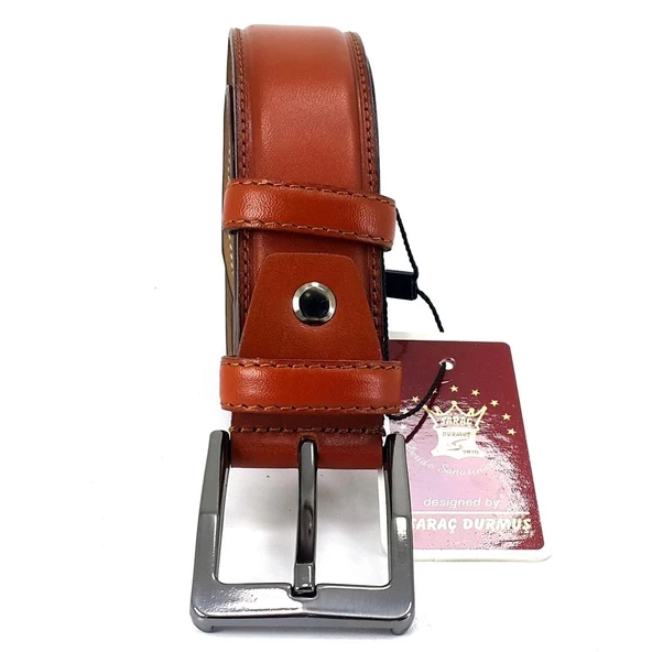 Saraç 1101 24K Erkek Klasik Dikişli Kemer Taba ürün görseli 1