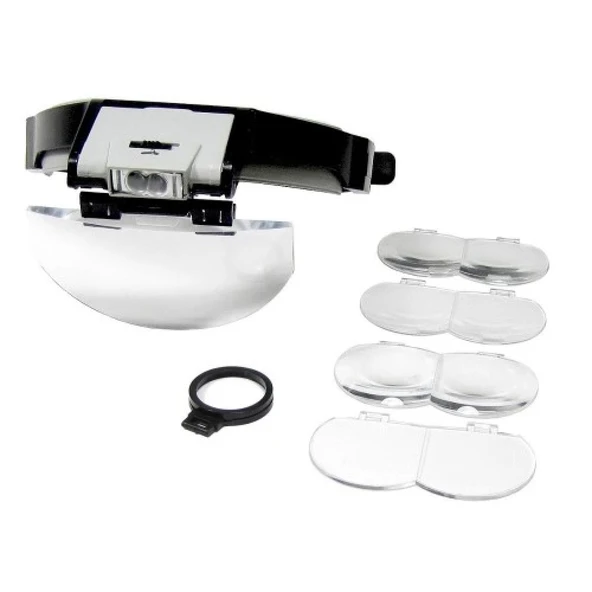 Lens Takmalı 5 Lenslı , Led Lambalı Şapka Tip Büyüteç - 3