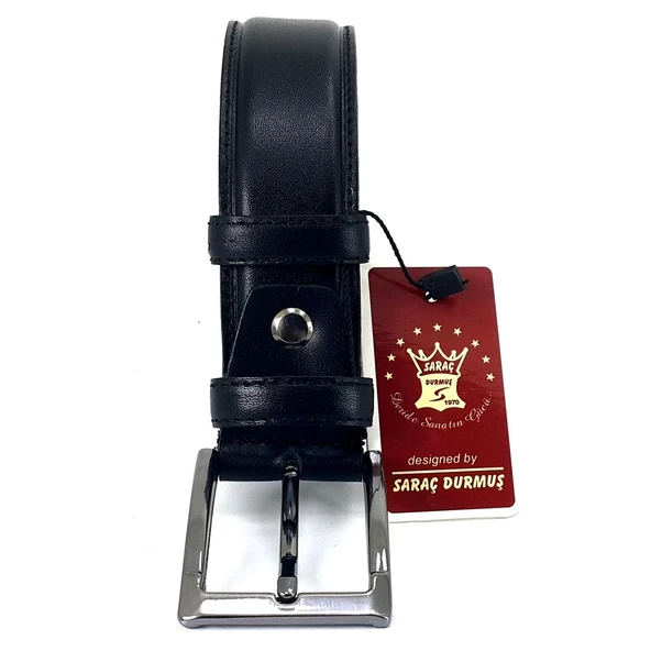 Saraç 1101 24K Erkek Klasik Dikişli Kemer Siyah ürün görseli 1