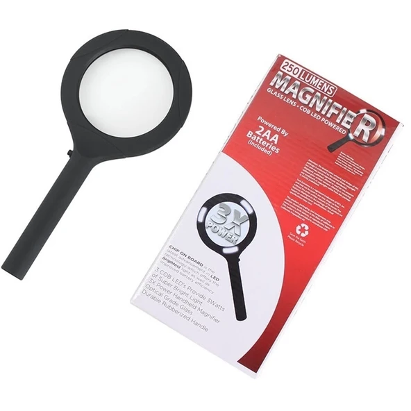3 Ledli Işıklı El Büyüteci 250 Lümen Beyaz Işık Büyüteç 3x Zoom Tamirci Büyüteç Wt374 - 4