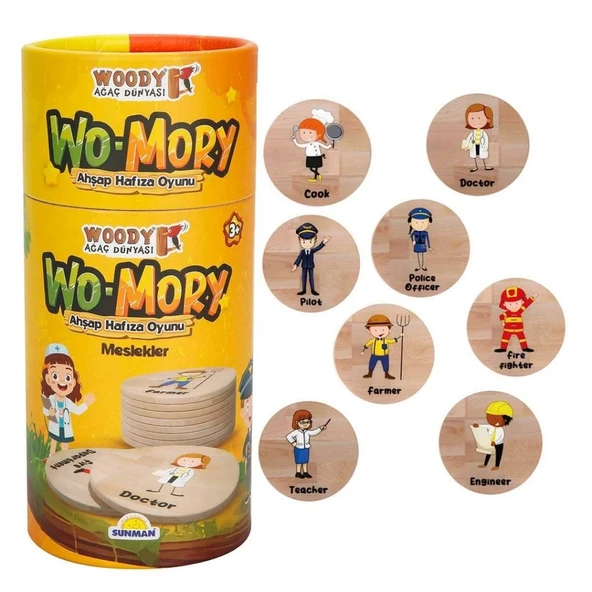 Eğitici Çocuk  Oyuncak Woody Wo-Mory Ahşap Hafıza Oyunu - Resim 2