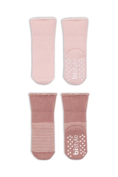 Eğitici Oyuncak  Bistyle Çemberli Kaymaz Havlu Soket Çorap 2'Li BS10503 Pudra Pembe - 3