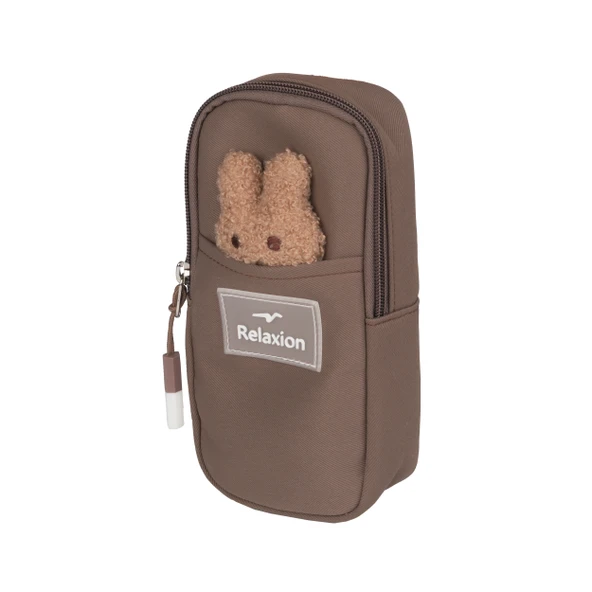 Relaxion Yeni Sezon Kalemlikli Kahverengi-Krem İthal Premium Okul Sırt Çanta 1510 - 3