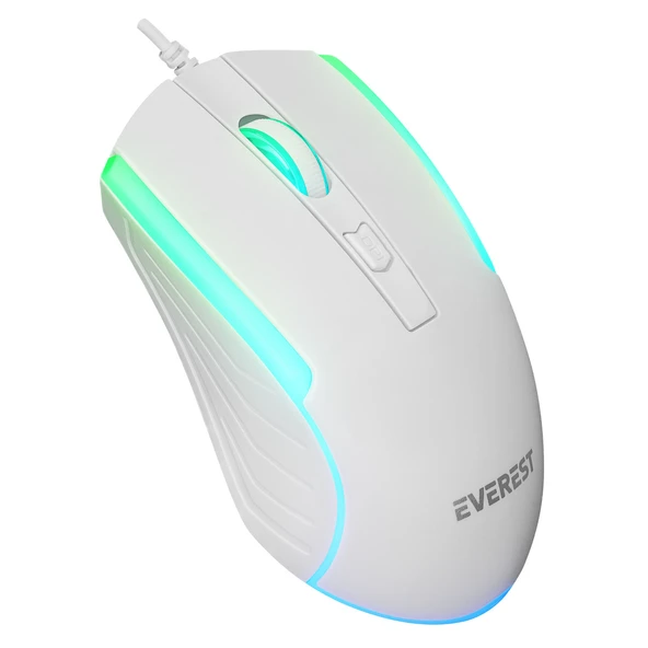 EVEREST KM-198 LUMINAX BEYAZ GÖKKUŞAĞI AYDINLATMALI Q GAMING OYUNCU KLAVYE + MOUSE SET - 5