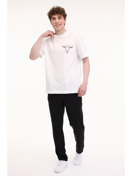 Wrangler Loose Fit Grafik Logo Beyaz Erkek Kısa Kol T-Shirt - Resim 3