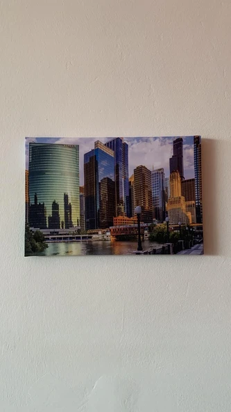 Göl Ve Gökdeklen Manzaralı Natürel Tasarım Ahşap Çerçeve Ev İşyeri Kanvas Tablo SHR7 - Resim 5