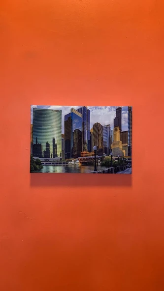 Göl Ve Gökdeklen Manzaralı Natürel Tasarım Ahşap Çerçeve Ev İşyeri Kanvas Tablo SHR7 - Resim 3