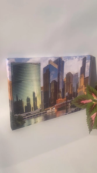 Göl Ve Gökdeklen Manzaralı Natürel Tasarım Ahşap Çerçeve Ev İşyeri Kanvas Tablo SHR7 - Resim 4