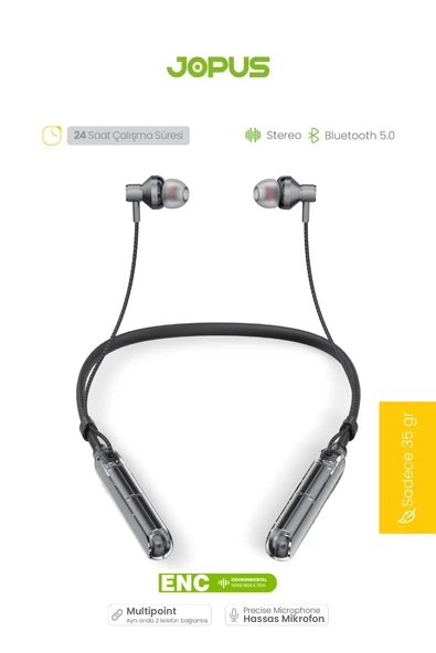 Jopus JP-BH06 Ghost Boyun Askılı Bluetooth Kulaklık (Gri) - 2