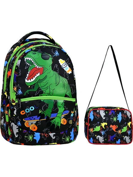 Dinazor Desenli İlkokul Sırt Çantası + Beslenme Çantası (2302) ürün görseli