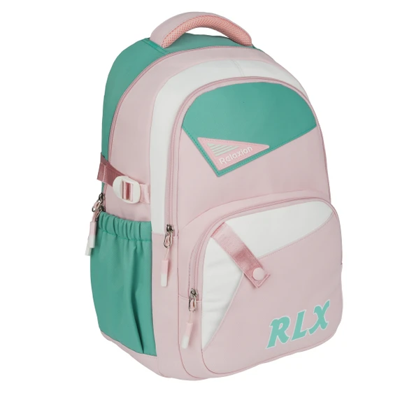 Relaxion Yeni Sezon Kalemlikli Pembe-Yeşil İthal Premium Okul Sırt Çanta 1510 - Resim 2