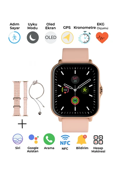 QASUL Yeni Nesil Şık Tasarımlı G9 Mini Akıllı Saat Bileklik Hediyeli - 2