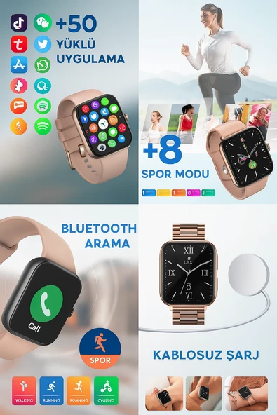 QASUL Yeni Nesil Şık Tasarımlı G9 Mini Akıllı Saat Bileklik Hediyeli - 4