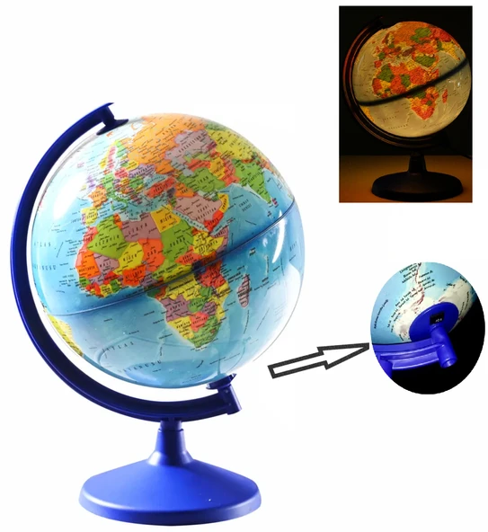 Siyasi Dünya Küresi Kablosuz Led Işıklı En Büyük Boy 30 cm Çaplı Yer Küre Yazılıp Silinebilir - 2