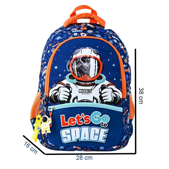 Muggle 3 Bölmeli Astro Okul Sırt Çantası Mavi (MU-5868) - Resim 2