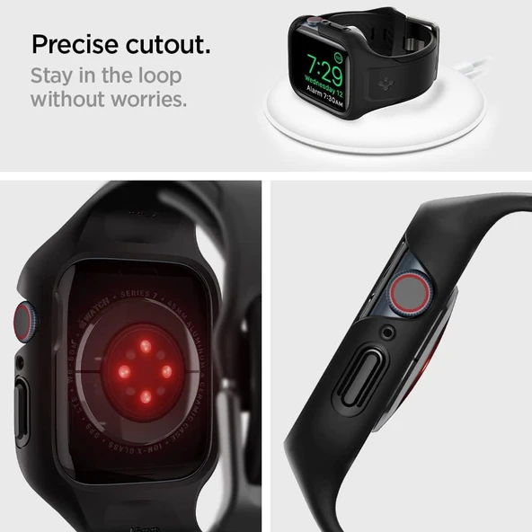 Spigen Apple Watch Seri 9/8/7 (45mm) ile Uyumlu Kılıf & Kordon Liquid Air Pro Black - ACS04182 - 4