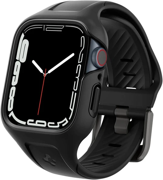 Spigen Apple Watch Seri 9/8/7 (45mm) ile Uyumlu Kılıf & Kordon Liquid Air Pro Black - ACS04182