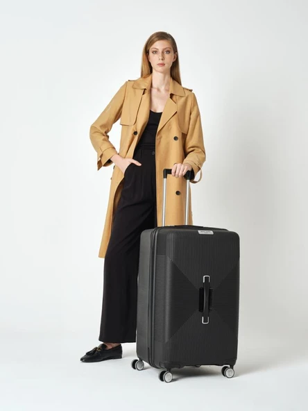 Pierre Cardin Trolley Valiz Siyah Büyük Boy 04PC7080-01-SY - Resim 2