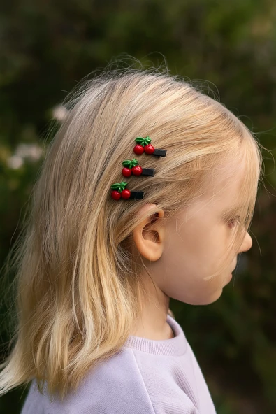 Kirazlı Kız Bebek Toka 3lü ürün görseli 1