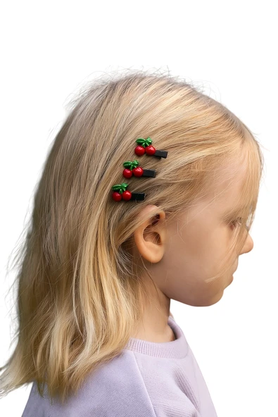 Kirazlı Kız Bebek Toka 3lü - Resim 3