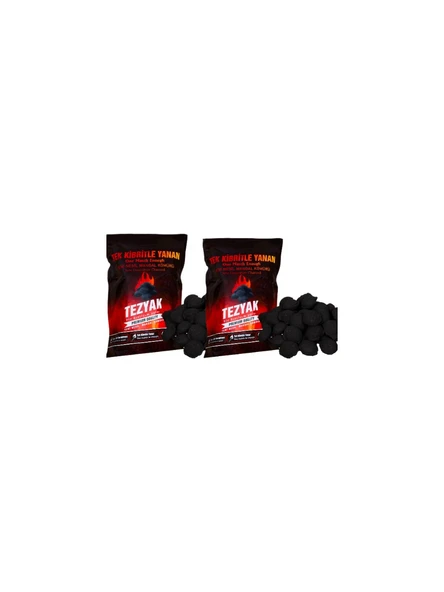 TEZYAK Klasik Tek Kibritle Yanan Yeni Nesil Mangal Kömürü (2 Paket x 2 kg ) 4 kg - 3