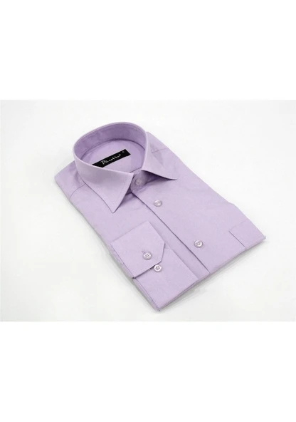 Dicotto Lila Klasik Kesim Uzun Kol Düz Renk Erkek Gömlek 150-6 Lila ürün görseli 1