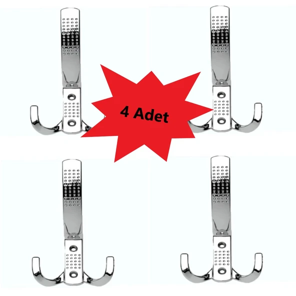 Lüx Noktalı Krom Portmanto 4 Adet - Resim 2