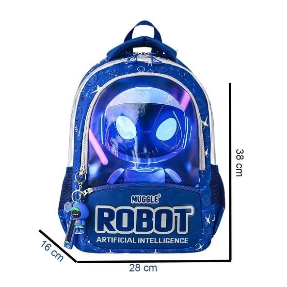 Muggle 3 Bölmeli Robot Okul Sırt Çantası Lacivert (MU-5904) - Resim 2