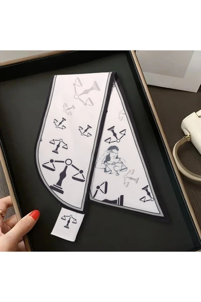 Walkenzo Adalet Temalı Özel Tasarım Kadın Kravat Fular - Resim 6