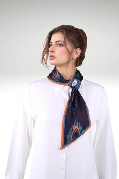 Walkenzo 4823 Tüy Desen Zarif Tasarım Şık Kadın Kravat Fular - Resim 3