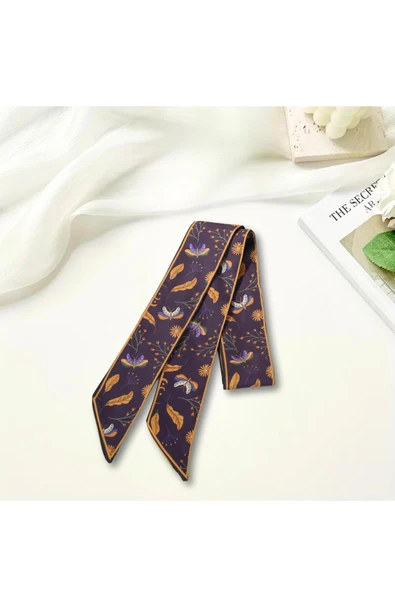 Walkenzo Vintage Bohem Çiçek Desenli Özel Tasarım Çanta Bileklik Saç Çok Amaçlı Kadın Kelebek Fular - Resim 2