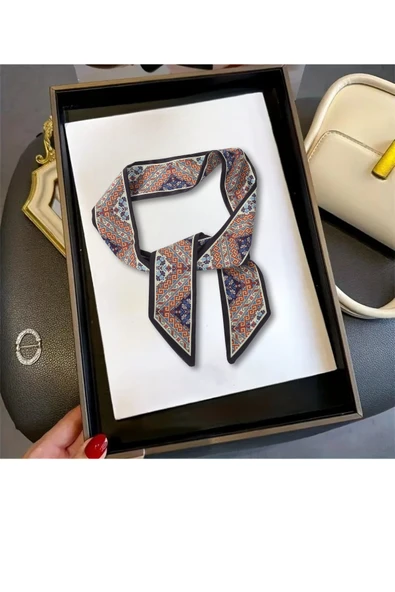 Walkenzo Etnik Desenli Özel Tasarım Çanta Bileklik Saç Çok Amaçlı Kadın Kelebek Fular - Resim 3