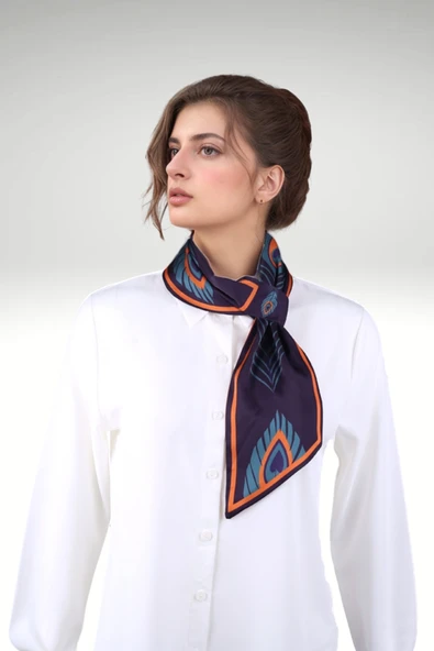Walkenzo 4823 Tüy Desen Zarif Tasarım Şık Kadın Kravat Fular - Resim 4