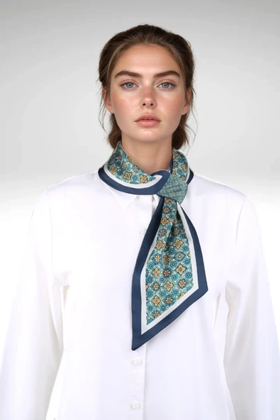 Walkenzo Vintage Esintili Çiçek Desenli Modern Tasarım Kadın Kravat Fular - 4