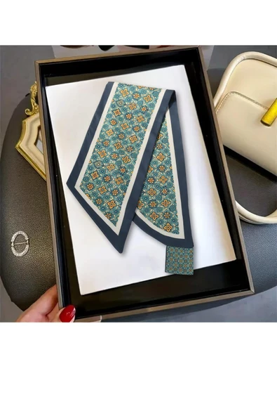 Walkenzo Vintage Esintili Çiçek Desenli Modern Tasarım Kadın Kravat Fular - 7