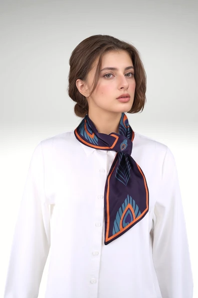Walkenzo 4823 Tüy Desen Zarif Tasarım Şık Kadın Kravat Fular - Resim 6