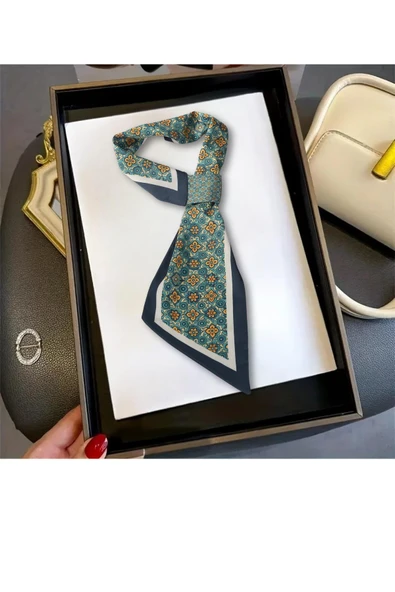 Walkenzo Vintage Esintili Çiçek Desenli Modern Tasarım Kadın Kravat Fular - 5