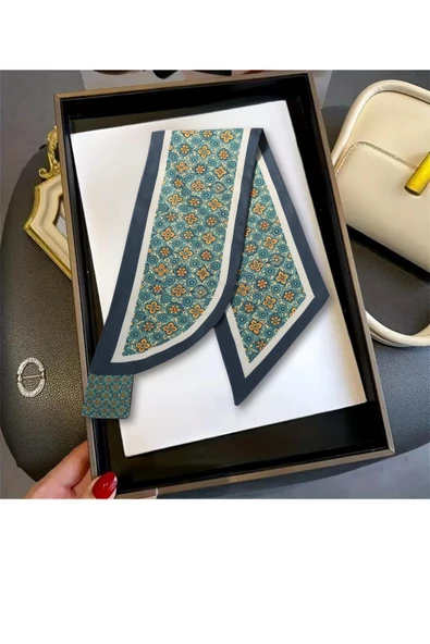 Walkenzo Vintage Esintili Çiçek Desenli Modern Tasarım Kadın Kravat Fular - 6