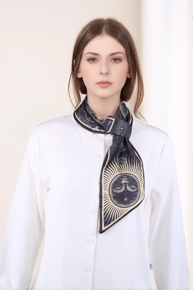 Walkenzo Kozmik Evren Temalı Galaksi Desenli Şık Kadın Kravat Fular ürün görseli 1