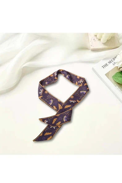 Walkenzo Vintage Bohem Çiçek Desenli Özel Tasarım Çanta Bileklik Saç Çok Amaçlı Kadın Kelebek Fular - Resim 3