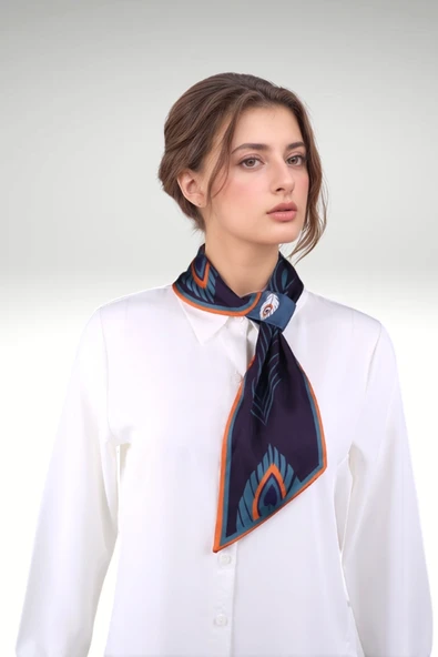 Walkenzo 4823 Tüy Desen Zarif Tasarım Şık Kadın Kravat Fular - Resim 5