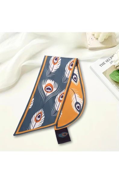 Walkenzo Tüy Desenli Çift Taraflı Kullanıma Uygun Kadın Kravat Fular - Resim 7