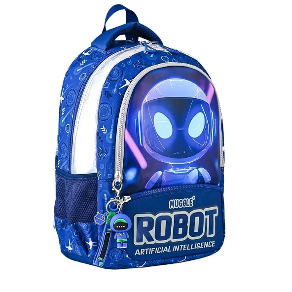 Muggle 3 Bölmeli Robot Okul Sırt Çantası Lacivert (MU-5904) - Resim 3
