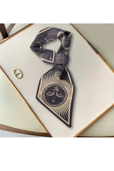 Walkenzo Kozmik Evren Temalı Galaksi Desenli Şık Kadın Kravat Fular - Resim 2