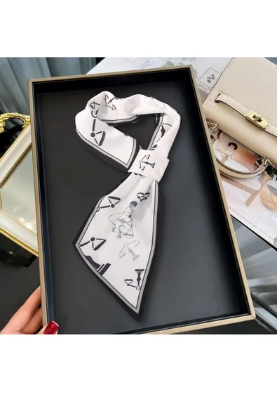 Walkenzo Adalet Temalı Özel Tasarım Kadın Kravat Fular - Resim 5