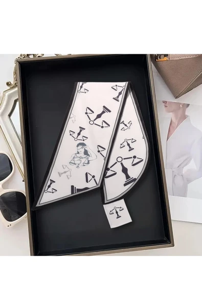 Walkenzo Adalet Temalı Özel Tasarım Kadın Kravat Fular - Resim 7