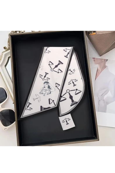 Walkenzo Adalet Temalı Özel Tasarım Kadın Kravat Fular - Resim 7