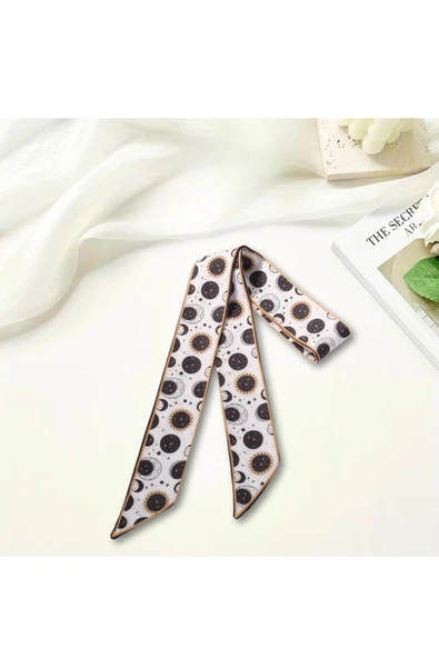 Walkenzo Kozmik Desenli Şık Kadın Çanta Bileklik Saç Çok Amaçlı Kelebek Fular - Resim 3