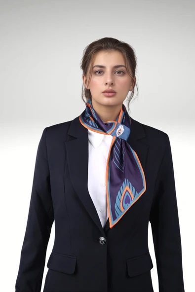 Walkenzo 4823 Tüy Desen Zarif Tasarım Şık Kadın Kravat Fular - Resim 7