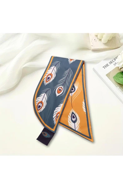 Walkenzo Tüy Desenli Çift Taraflı Kullanıma Uygun Kadın Kravat Fular - Resim 6
